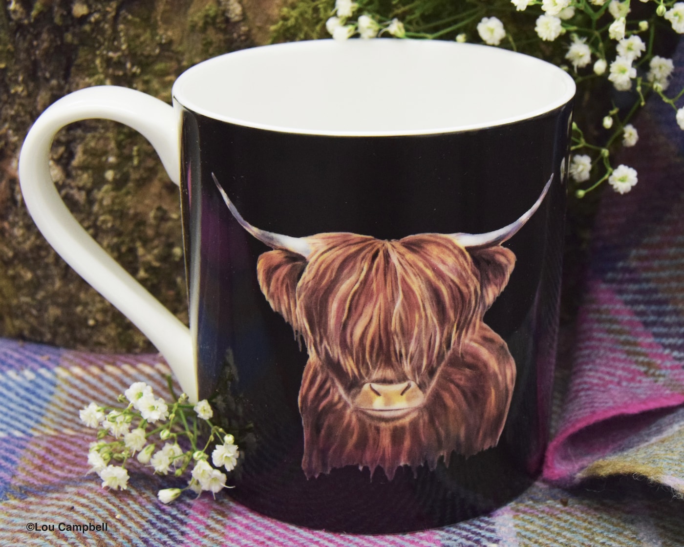 Heather highland cow mug  lou campbell